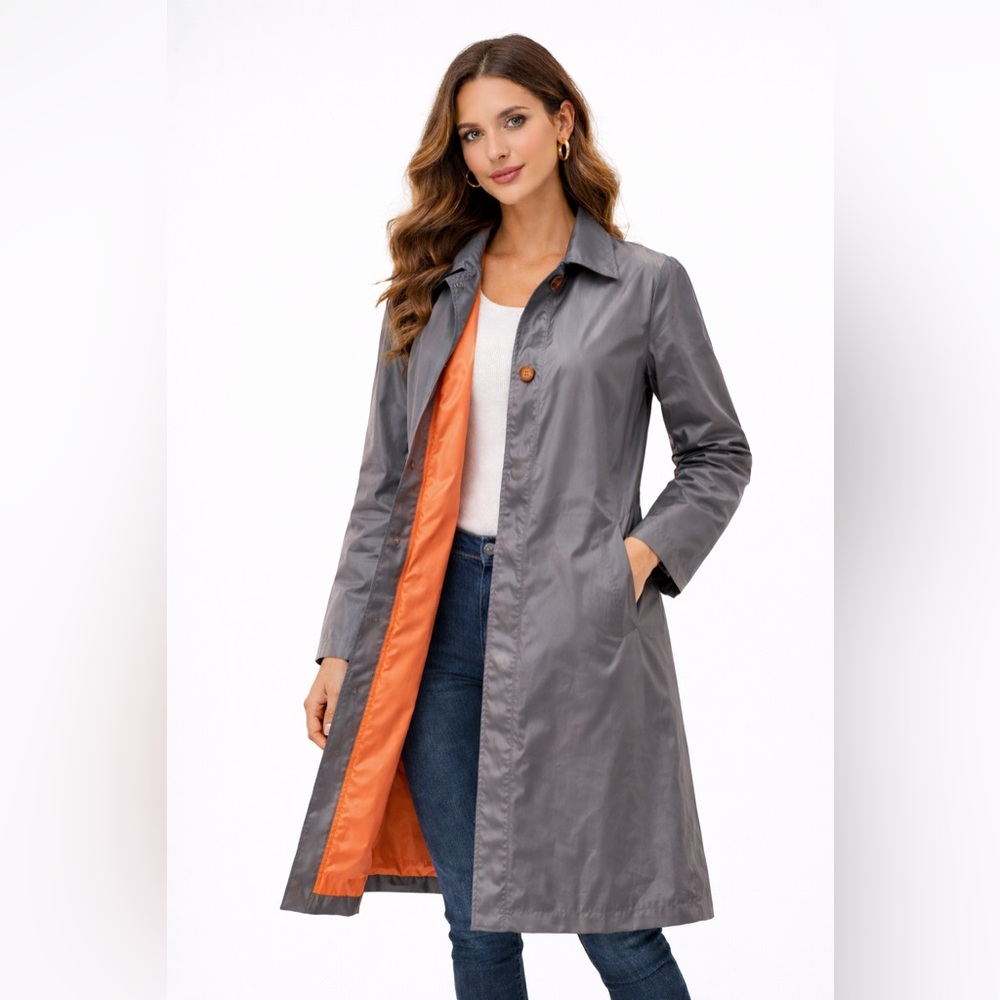 Carol Cohen Collectibles Missy-s Trench Rain Coat Sz S Taupe Brown Women…